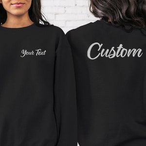 Embroidered Varsity Crewneck, Custom Left side FRONT and BACK, Embroidery Crewneck- Custom Embroidery, Personalized Sweatshirt, Embroidered