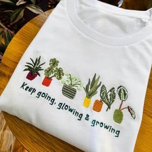 House Plants - Keep Growing - Embroidered Organic Cotton Unisex T-shirt