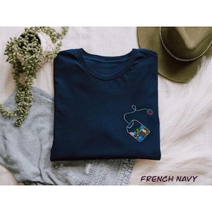 Embroidered Organic Cotton T-shirt Flower Tea Lover T shirt Embroidered Strawberry Shirt Wildflower Shirt Cottagecore Organic Fashion